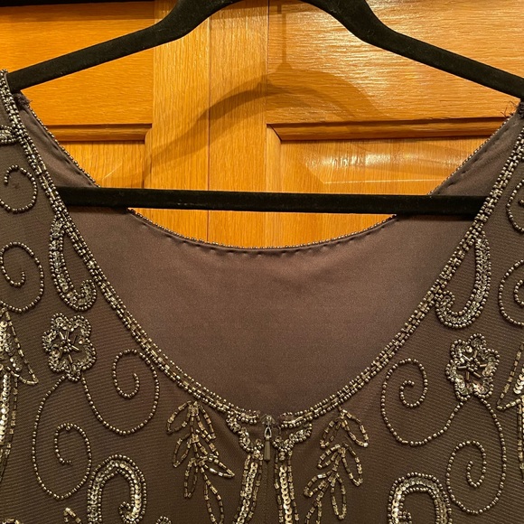 Formal beaded gown PISSARO NiGHTS 12 mother Bride Groom dress worn once CARBON - Picture 4 of 12